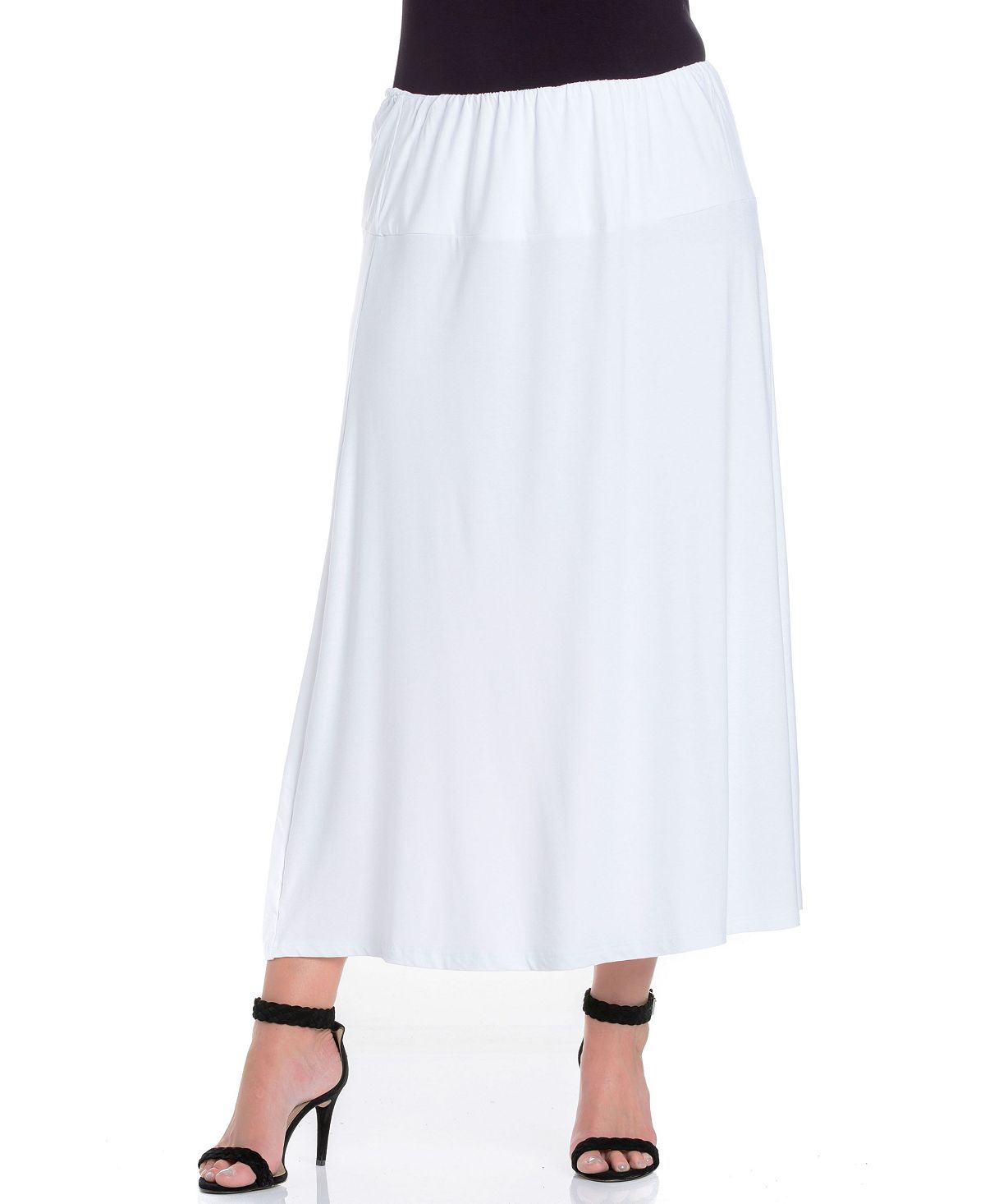 Женская макси-юбка больших размеров 24seven Comfort Apparel, белый плюс размер 24seven comfort apparel удобная макси юбка с откидным поясом 24seven comfort apparel темно синий