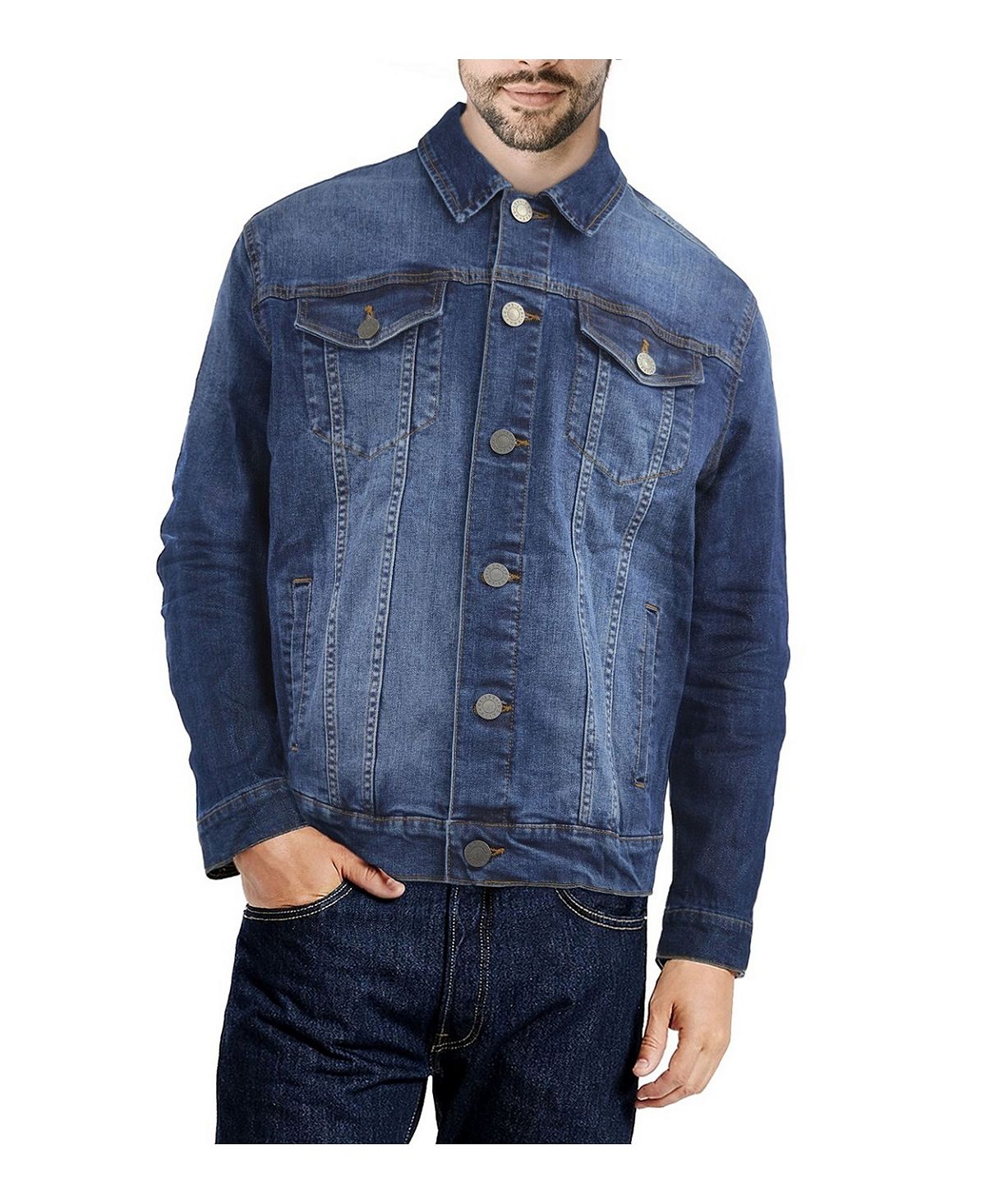 Мужская приталенная джинсовая куртка с эффектом потертости X-Ray мужская хлопковая джинсовая куртка однотонная повседневная однобортная джинсовая куртка с лацканами пальто