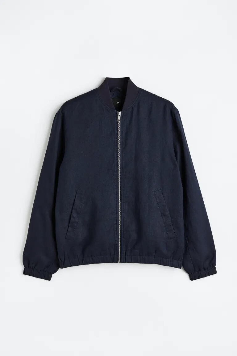 

Куртка Linen Bomber, тёмно-синий