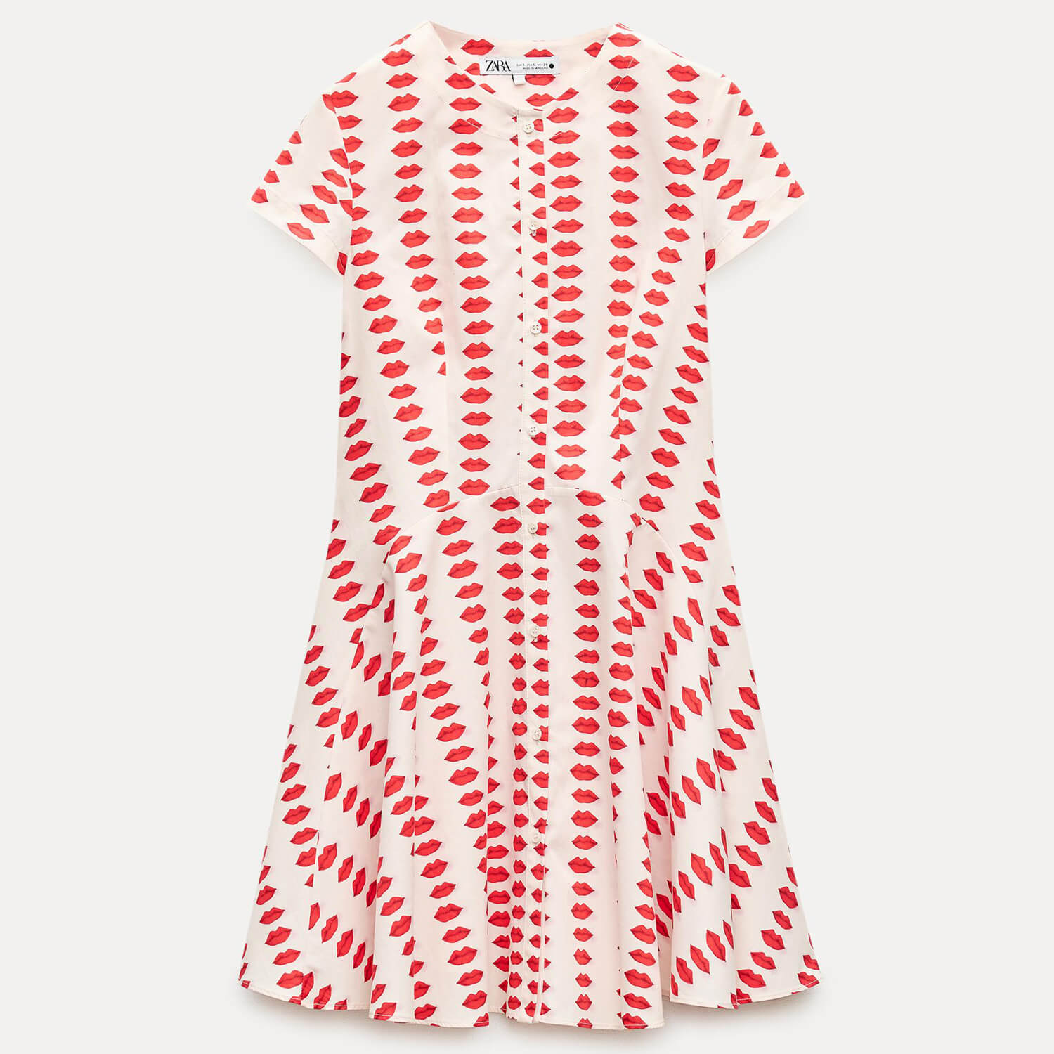 Платье Zara ZW Collection Printed Skater, экрю/красный рубашка zara zw collection printed светло бежевый красный