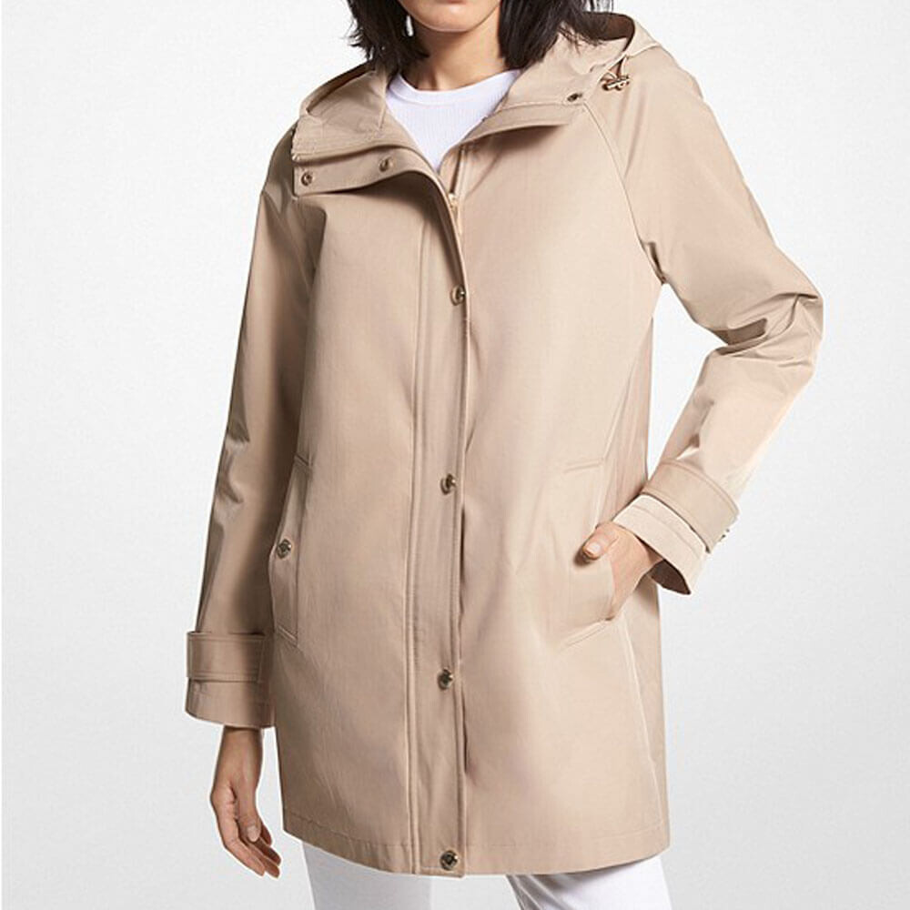 

Плащ с капюшоном Michael Michael Kors Cotton Blend, бежевый