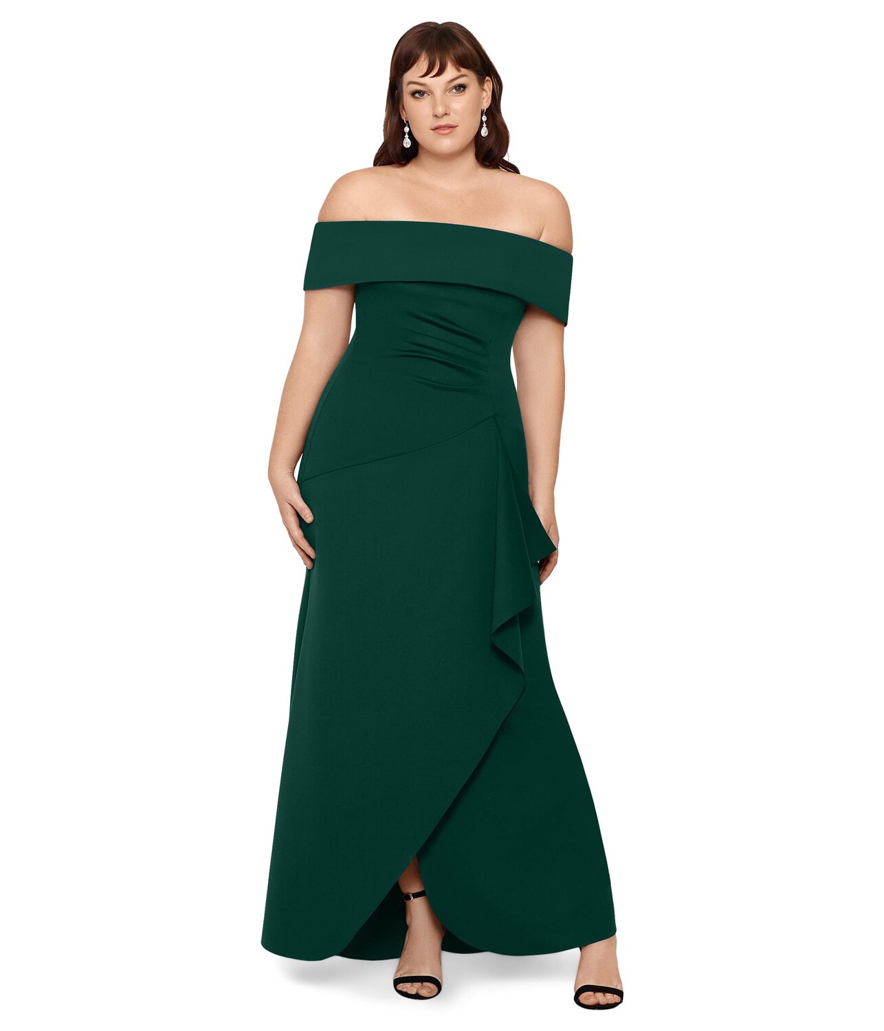 

Платье XSCAPE, Plus Size Long Scuba Off-the-Shoulder Dress