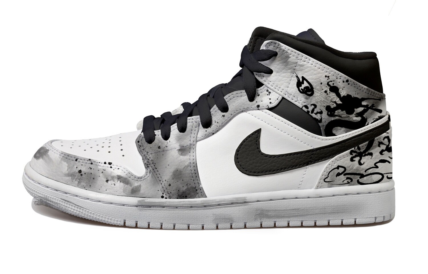 

Кроссовки Air Jordan 1 Vintage Basketball Shoes Men High-top Black/white/gray, черный