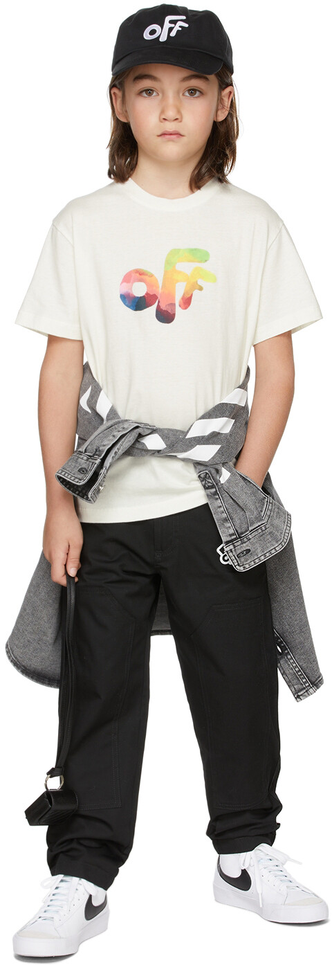 

Детская белая футболка с акварельными стрелками Off-White