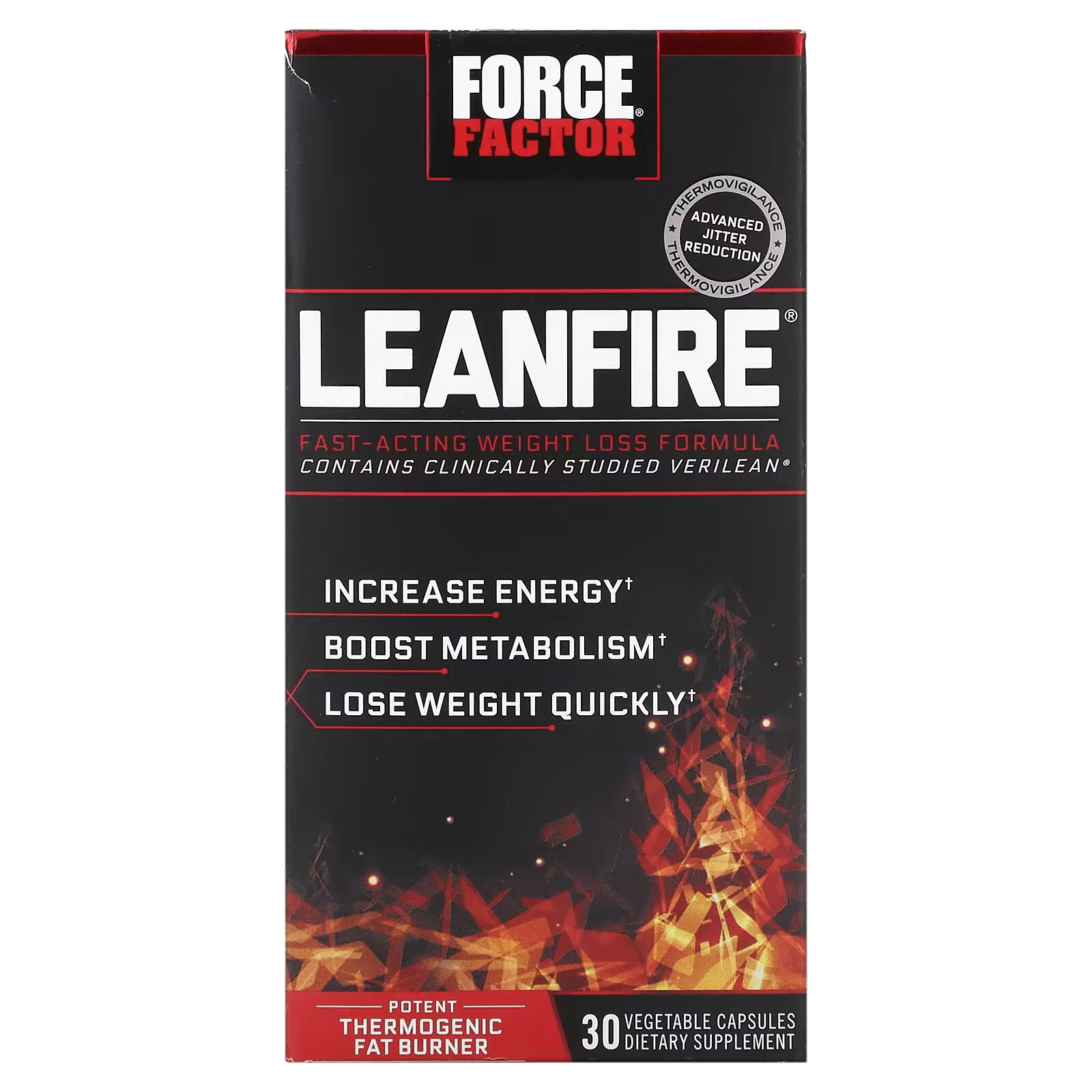 Формула для быстрого снижения веса Force Factor, LeanFire, 30 растительных капсул