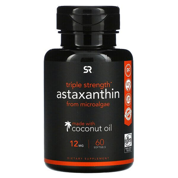 Астаксантин тройной концентрации, 12 мг, 60 капсул, Sports Research