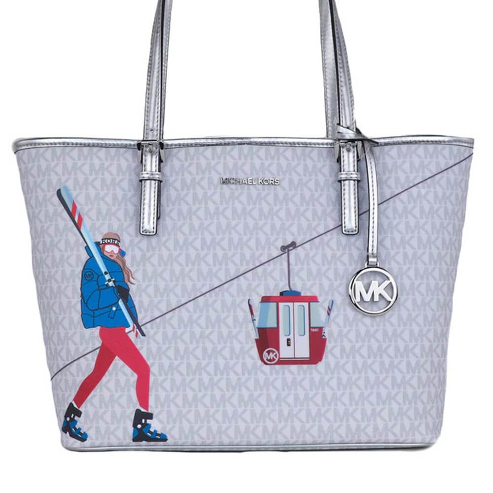 Сумка-тоут Michael Kors Jet Set Girls Print Medium Signature, белый - фото