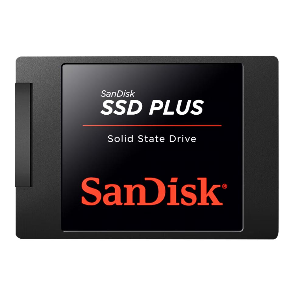 Твердотельный накопитель SanDisk SSD Plus, 2 Тб, SATA, черный накопитель ssd dell 1x3 84tb sata для 14g 400 bcte hot swapp 2 5 read intensive