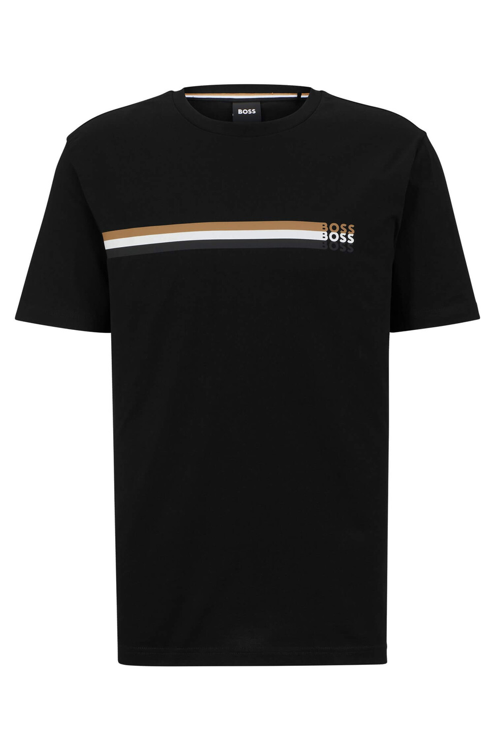 

Футболка Boss Cotton-jersey With Signature-stripe Logo Print, черный