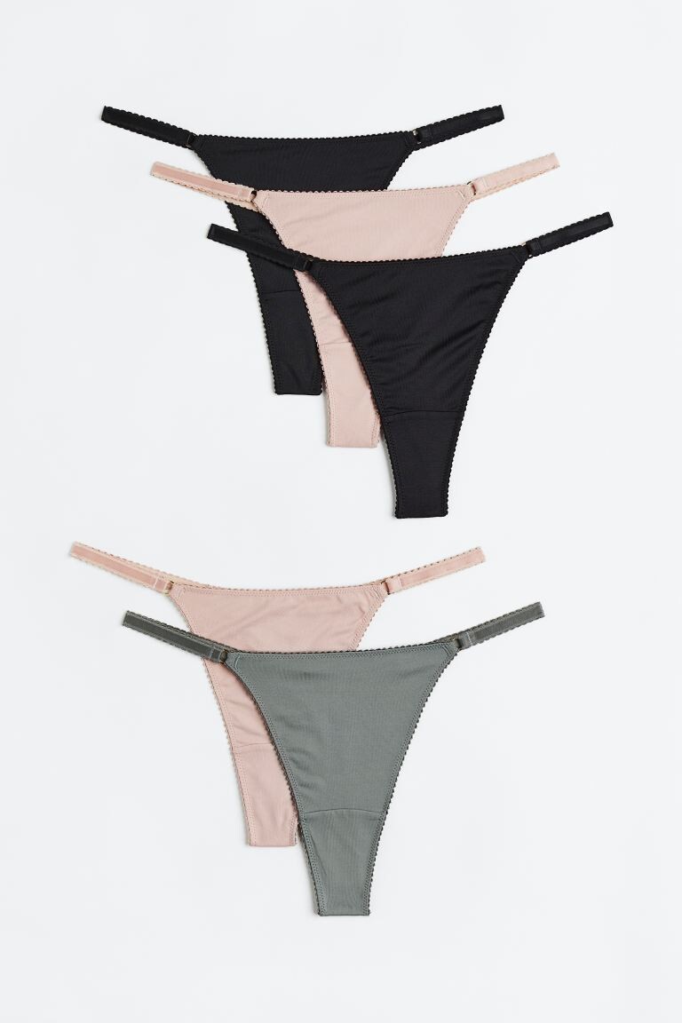 

Трусы-стринги 5 пар H&M, черный/светло-розовый