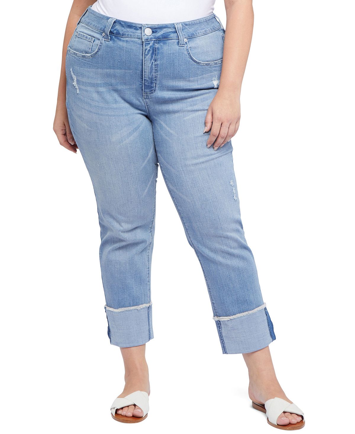 цена Узкие прямые джинсы с манжетами больших размеров Seven7