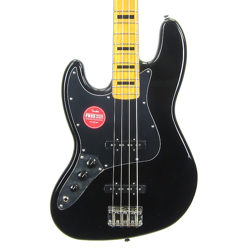 Гитара Fender Squier Classic Vibe '70s Jazz Bass для левой руки, кленовый гриф, черный - фото