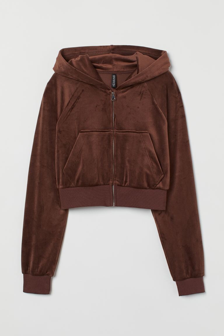

Короткая велюровая блузка H&M, коричневый