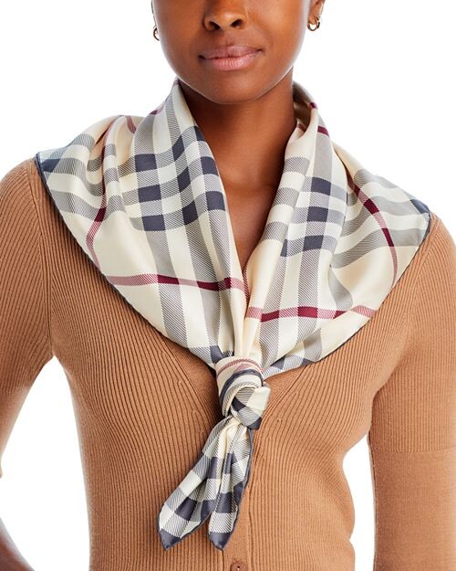 

Большой квадратный шелковый шарф в клетку Vintage Check Burberry, цвет Ivory/Cream