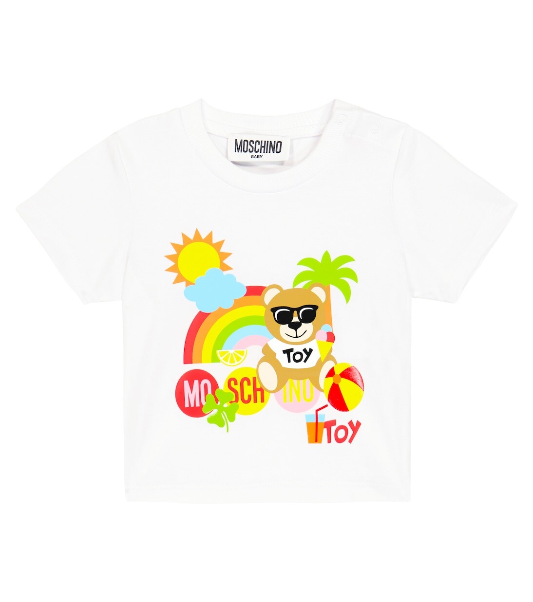 

Футболка из хлопкового джерси с детским принтом Moschino Kids, белый