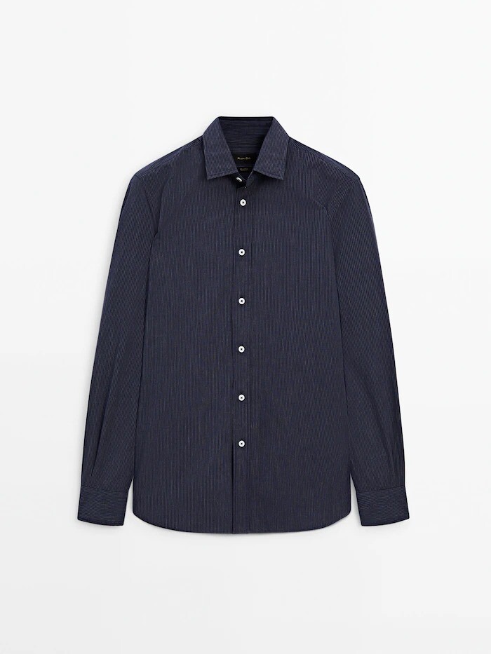 

Рубашка Massimo Dutti Slim Fit Extra Fine Cotton, темно-синий