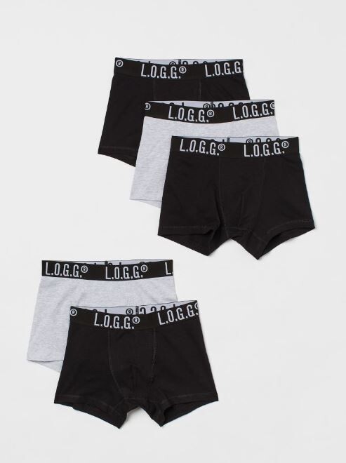 

Комплект боксеров 5 штук H&M Boxer set, черный/серый