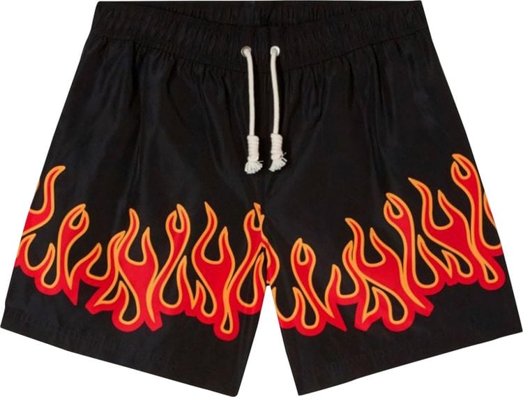 Шорты Palm Angels Burning Flames Print Swim Short 'Black/Red', черный - фото