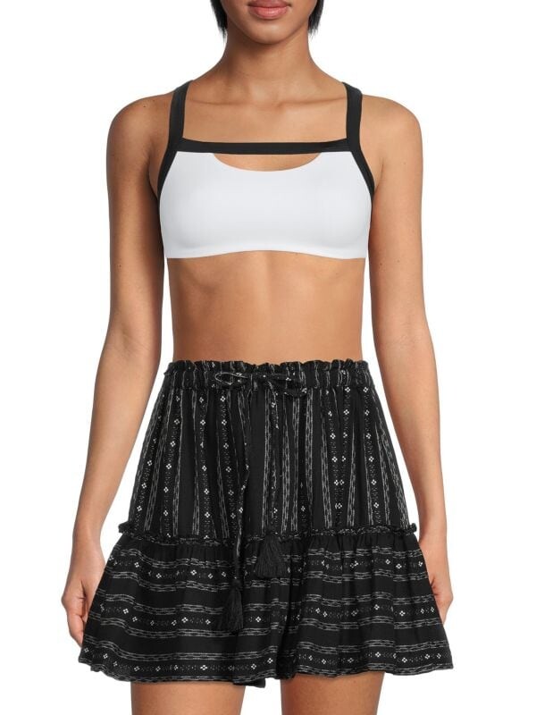 

Мини - Юбка Хлопковая Saks Fifth Avenue с вышивкой, черный