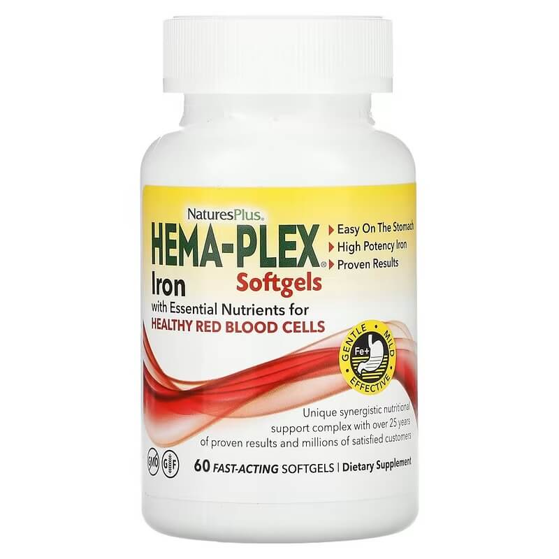 Hema-Plex быстрого действия NaturesPlus, 60 мягких таблеток hema plex быстрого действия naturesplus 60 мягких таблеток
