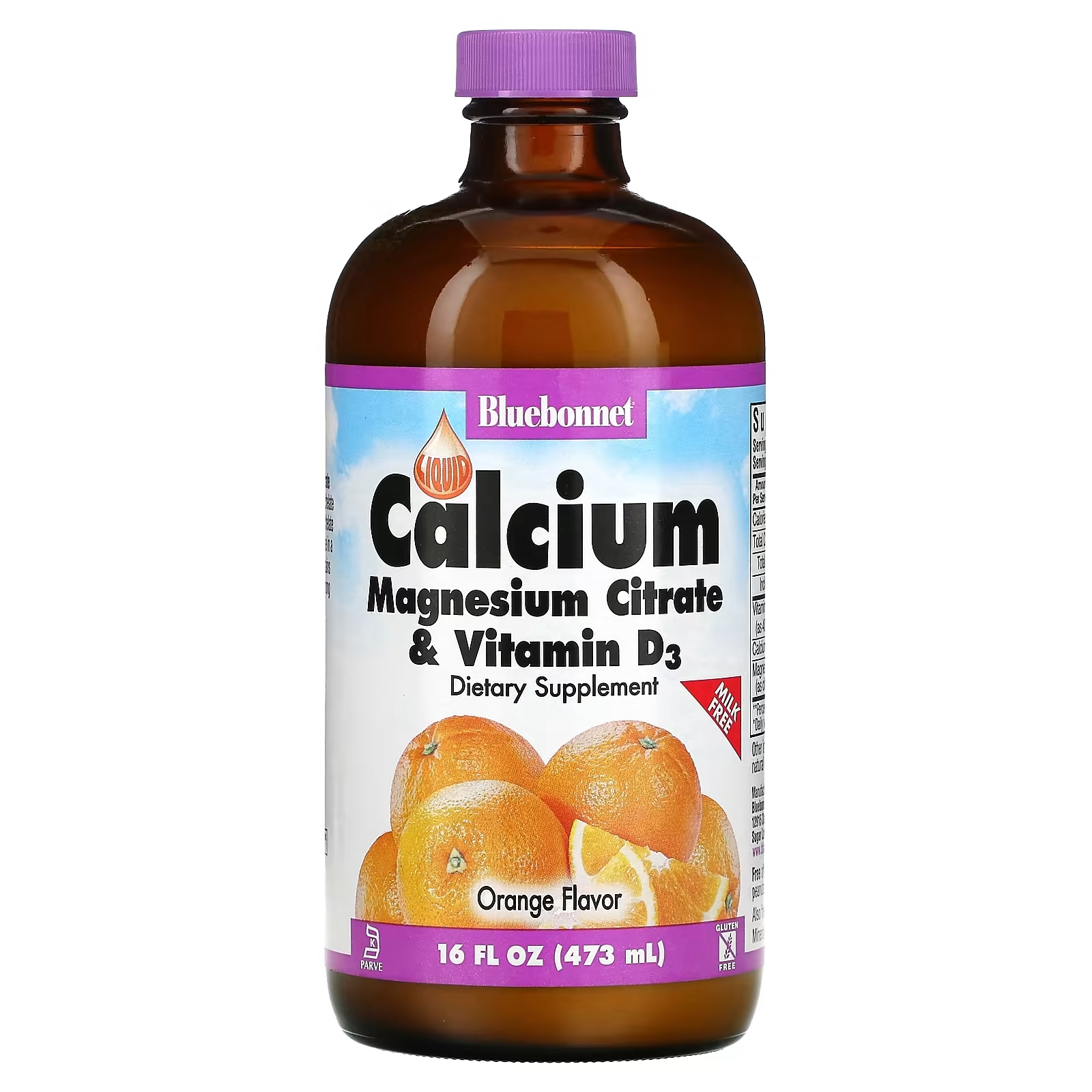 Bluebonnet Nutrition Жидкий кальция и магния цитрат плюс витамин D3 натуральный апельсиновый вкус, 472 мл