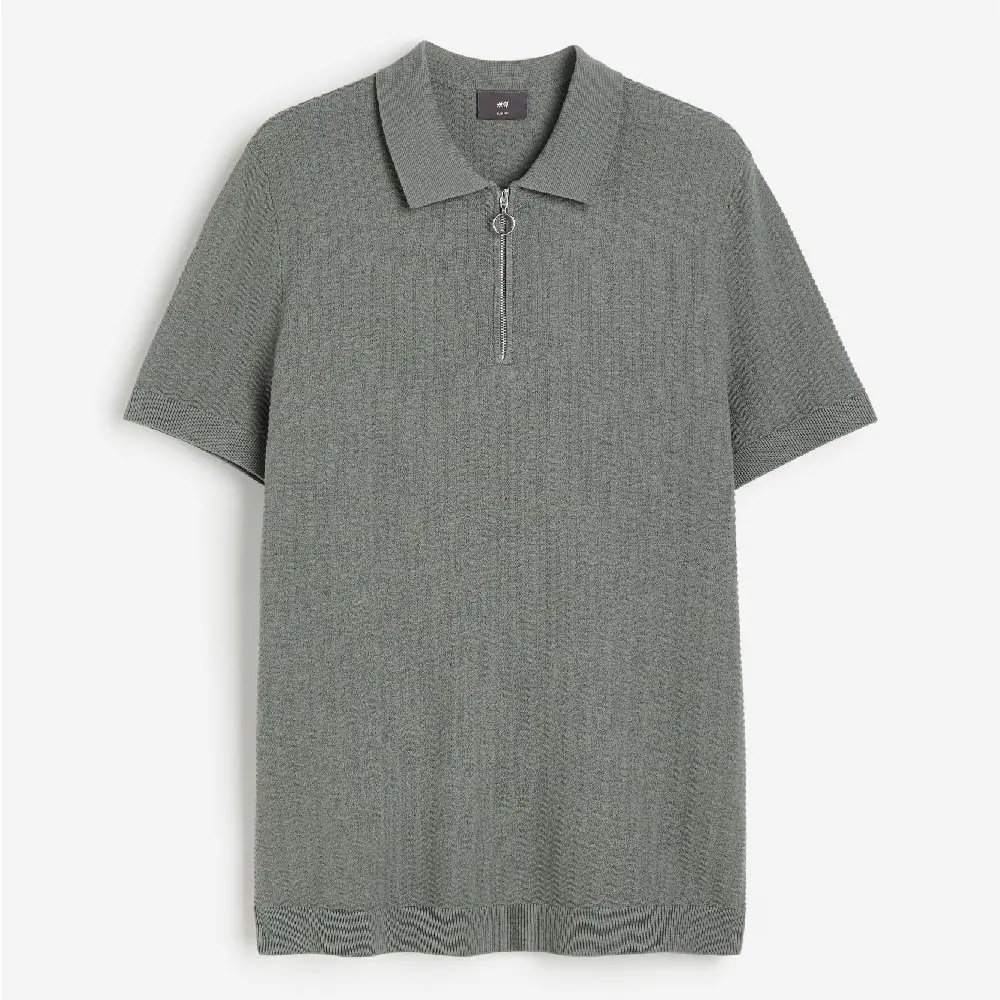 

Футболка поло H&M Slim Fit Textured-knit, черный