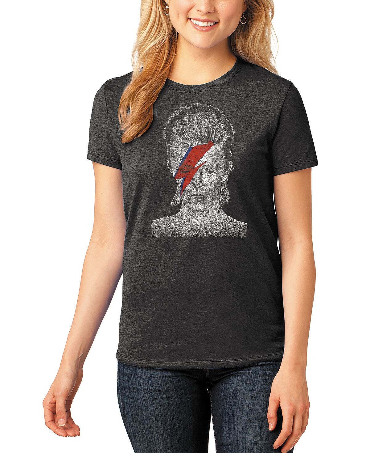 

Женская футболка премиум-класса с надписью david bowie aladdin sane word art LA Pop Art, черный