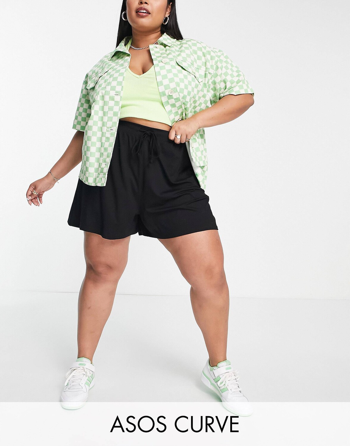 

Черные шорты с кулиской ASOS DESIGN Curve
