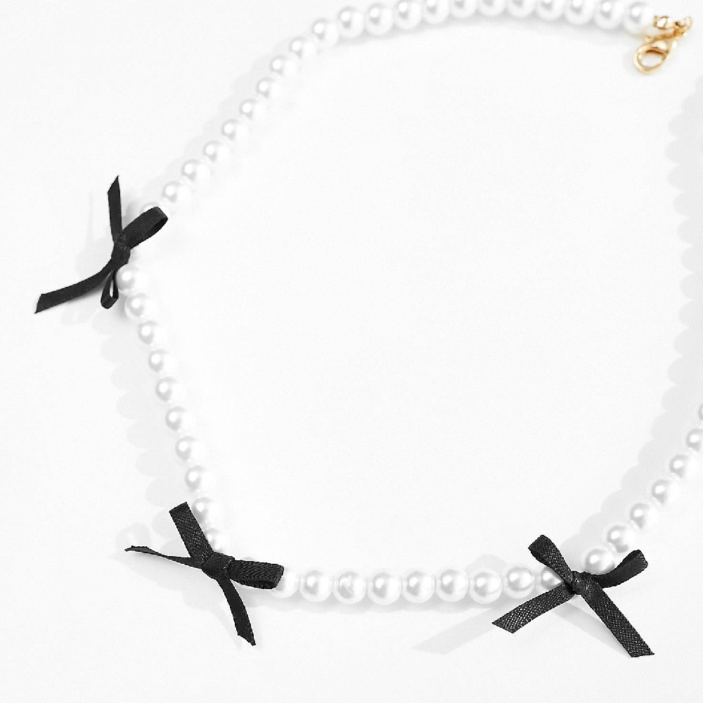 Ожерелье Asos Design Faux Pearl, белый браслет с черным жемчугом
