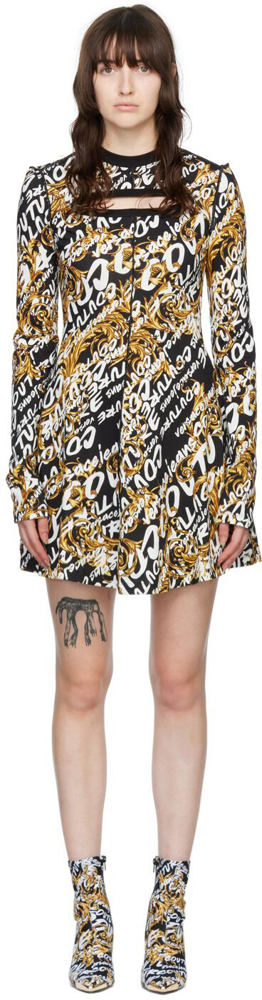 

Черное хлопковое мини-платье Versace Jeans Couture