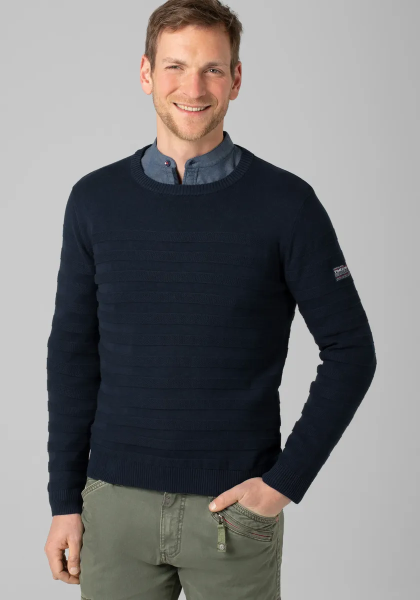 

Вязаный свитер TIMEZONE "Striped Crewneck Sweater", синий