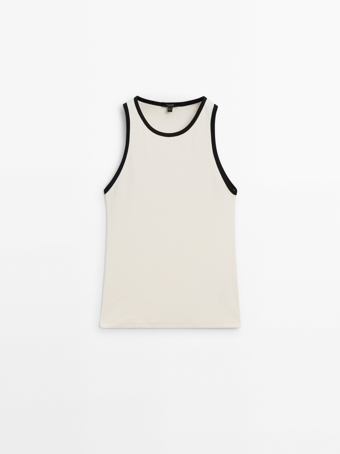 

Контрастный топ в рубчик Massimo Dutti, бежевый