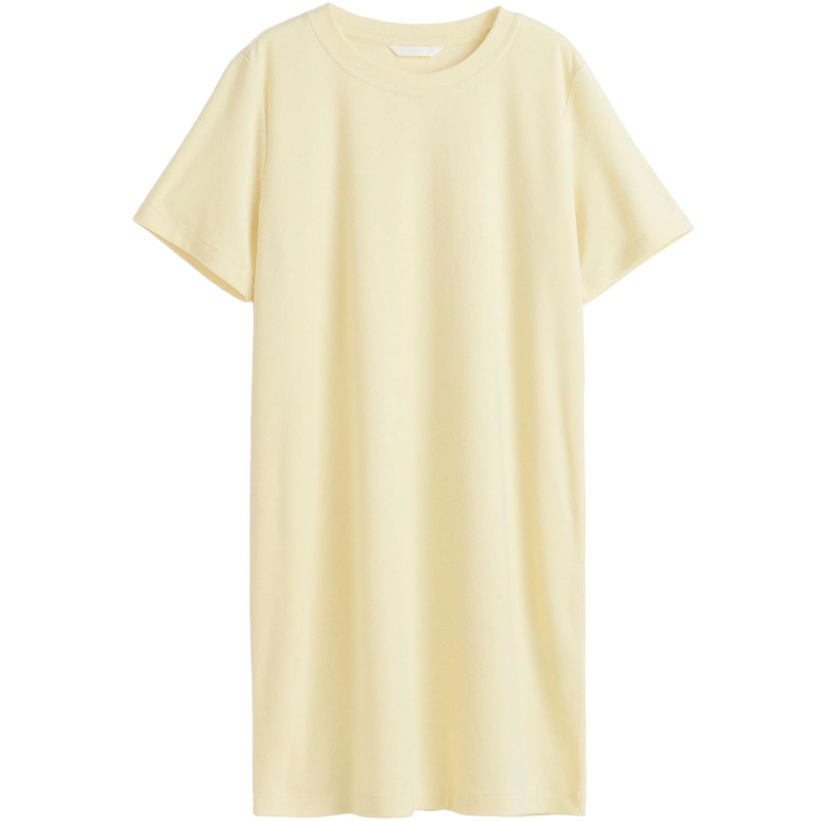 Платье-футболка H&M Terry, светло-желтый