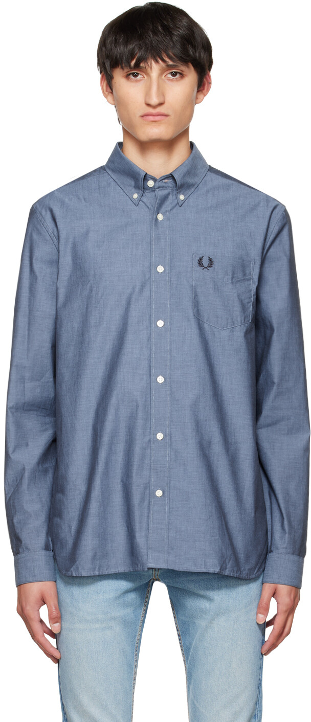 

Темно-синяя рубашка с нашивками Fred Perry