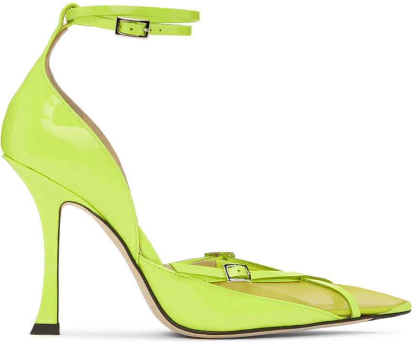 

Туфли-лодочки на каблуке с ремешком желтого цвета Mugler Edition Jimmy Choo