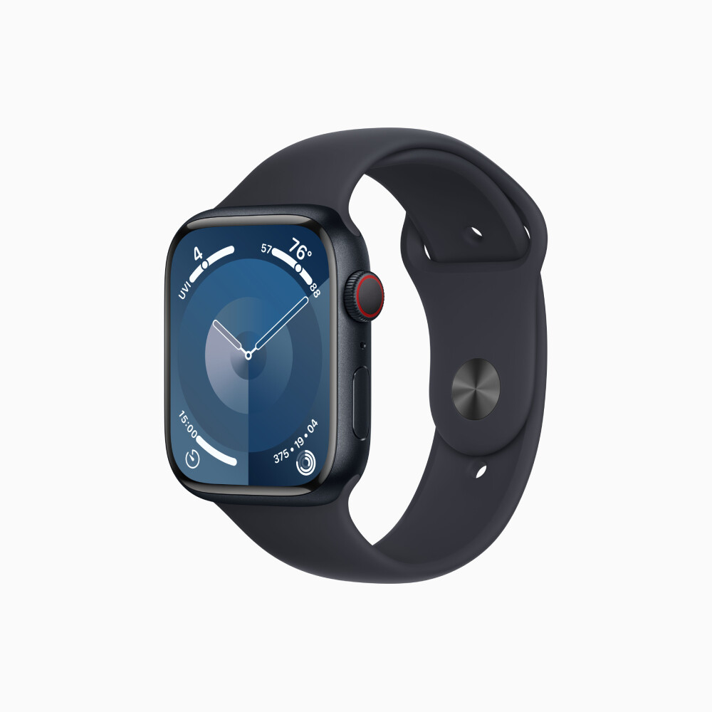 

Умные часы Apple Watch Series 9 (GPS+Cellular), 45мм, Midnight Aluminum Case/Midnight Sport Band - M/L, Черный