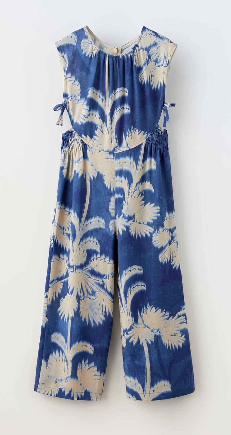 

Комбинезон Zara Printed With Cut-out Detail, синий, белый