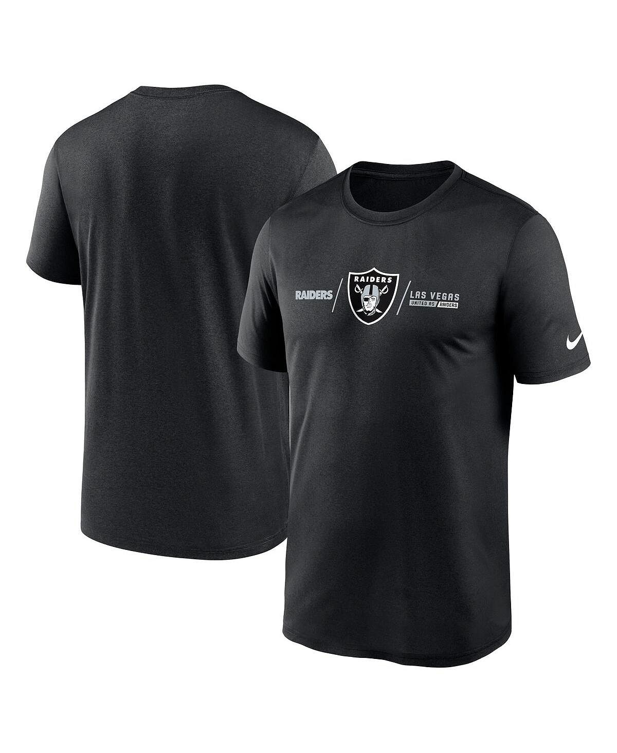 цена Мужская черная футболка las vegas raiders horizontal lockup legend Nike, черный