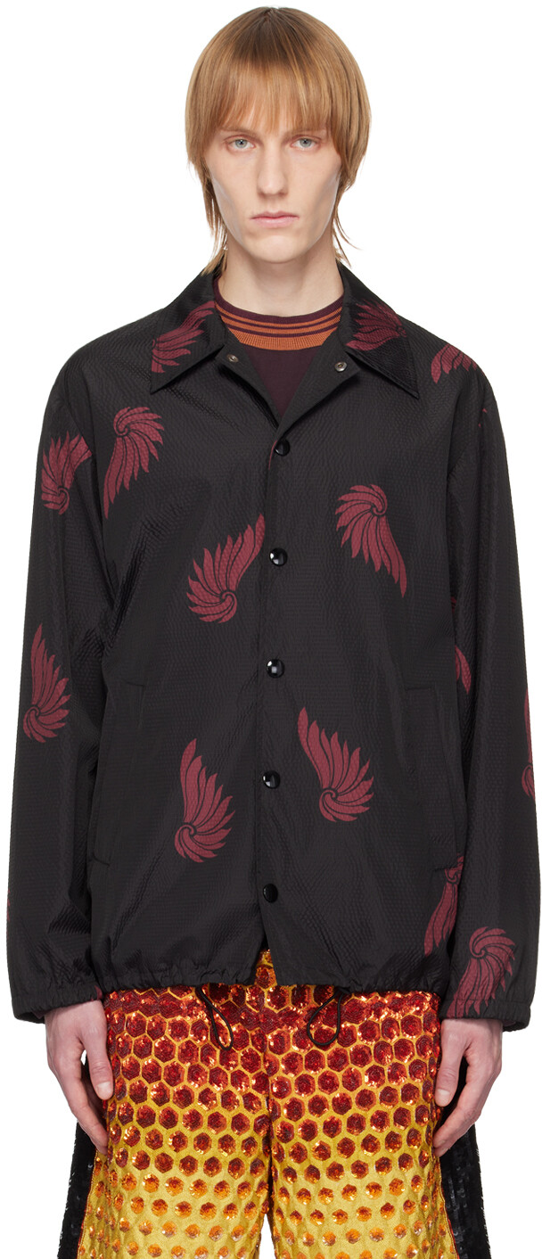 

Черная куртка с рисунком Dries Van Noten, Черный