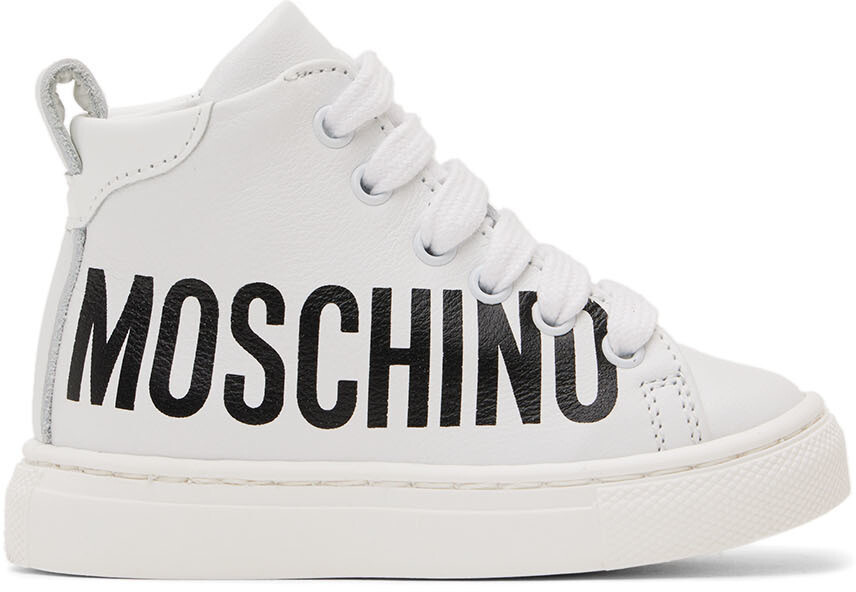 

Детские белые макси-кроссовки с логотипом Moschino