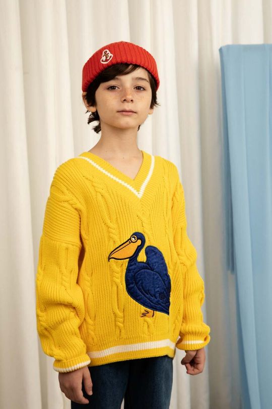 Шерстяной свитер для мальчика Mini Rodini, желтый
