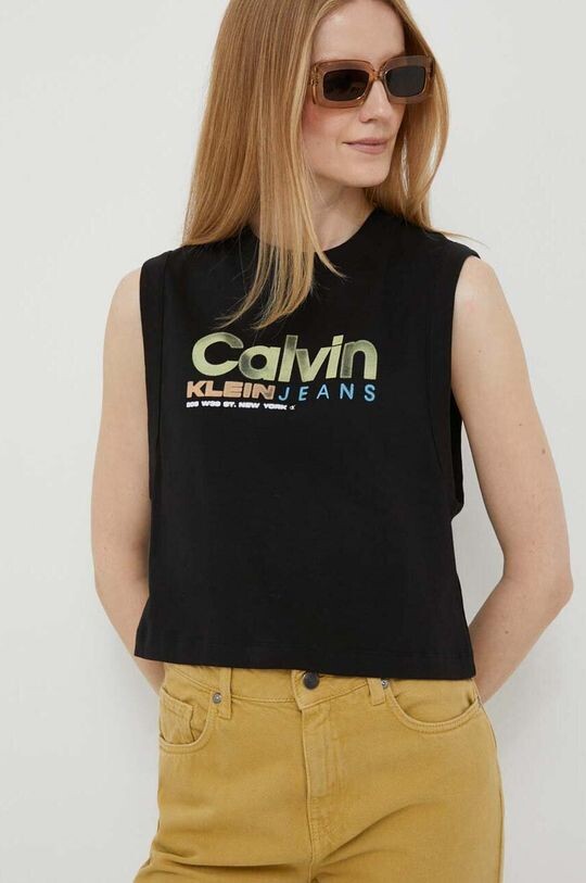 

Хлопковый топ Calvin Klein Jeans, черный