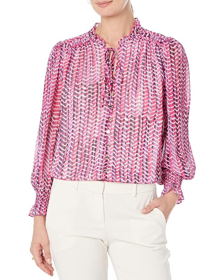 

Блуза DKNY Long Sleeve Ruffled, цвет Hibscus/Violet Berry