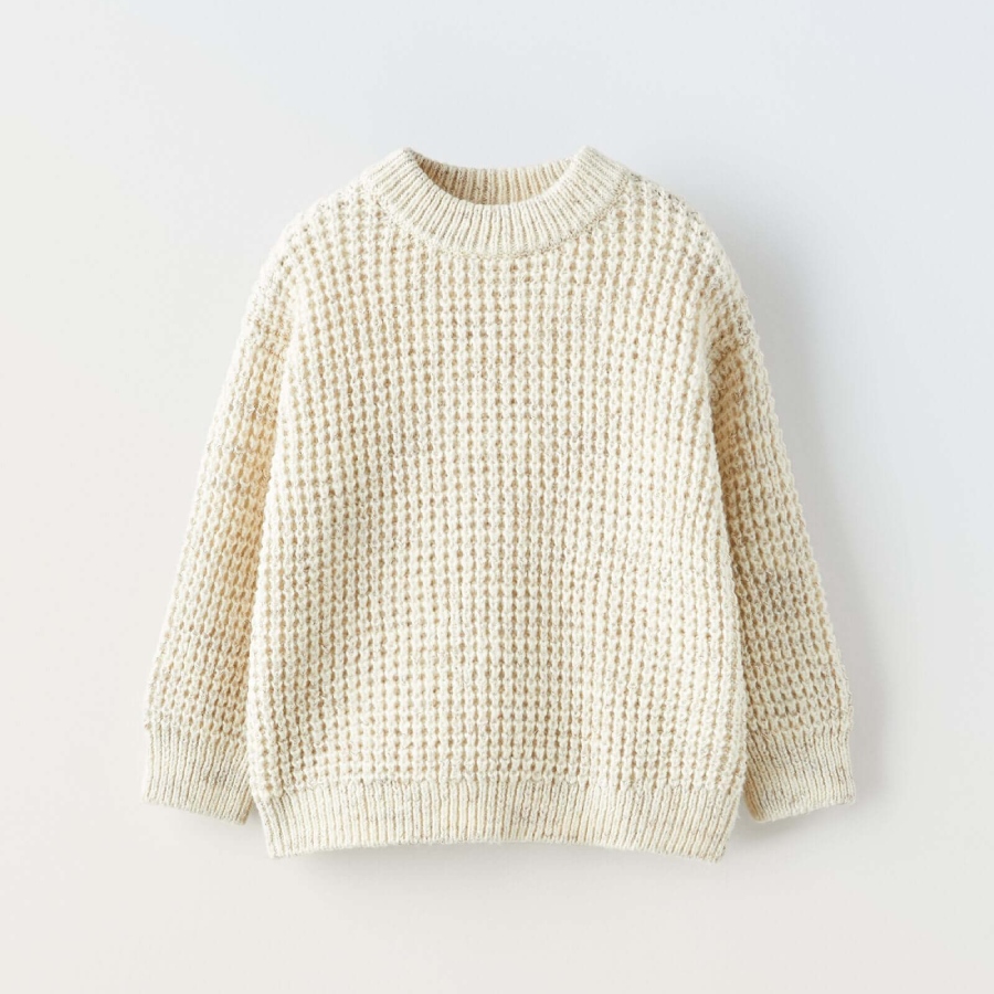 Свитер Zara Waffle-knit, светло-бежевый свитер zara soft светло бежевый