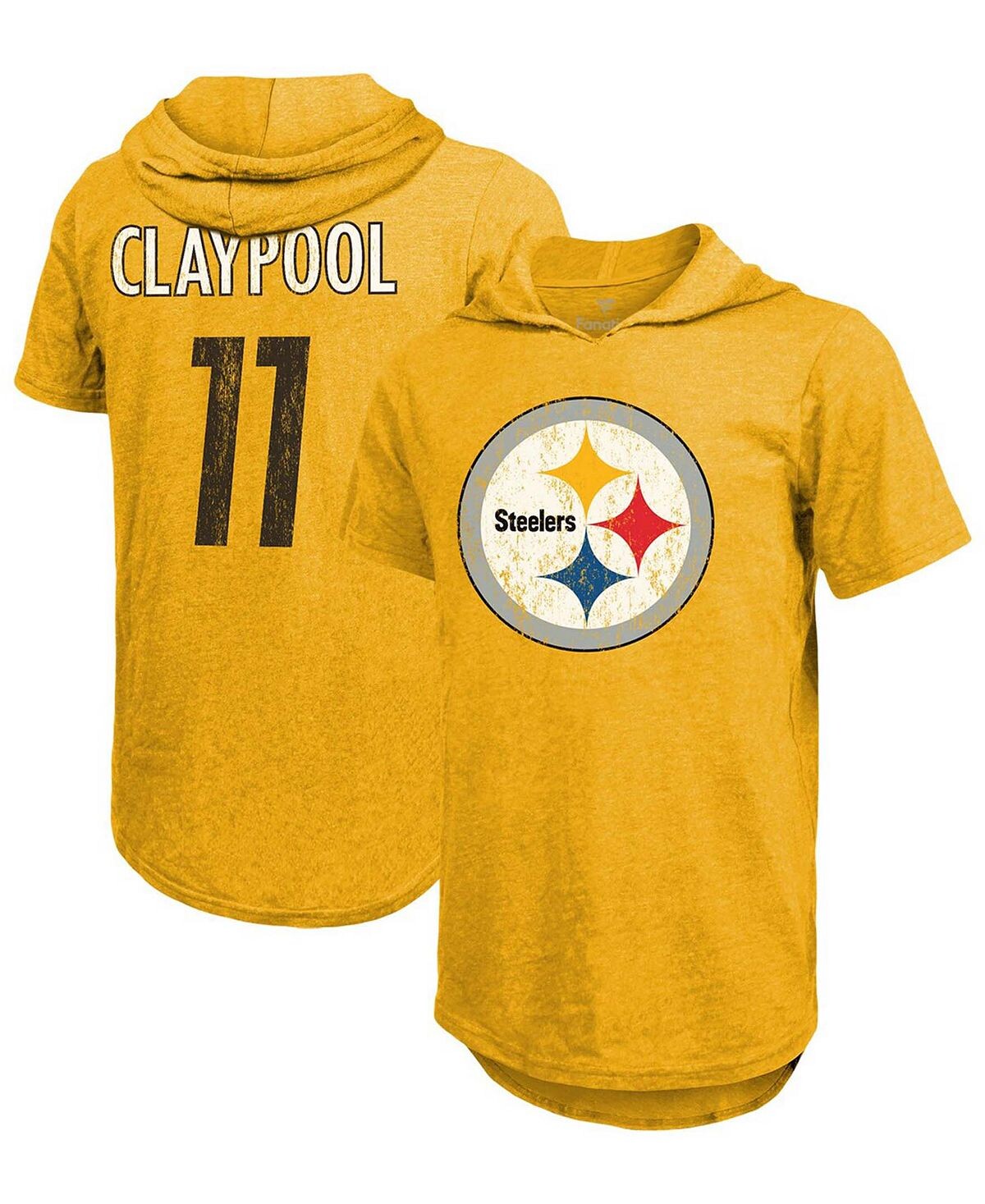

Мужская футболка с капюшоном chase claypool gold-tone pittsburgh steelers с именем и номером игрока tri-blend hoodie Fanatics, мульти