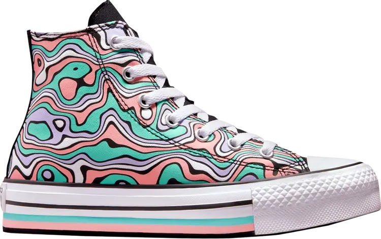 

Кроссовки Converse Chuck Taylor All Star Lift Platform High GS Color Swirl, синий