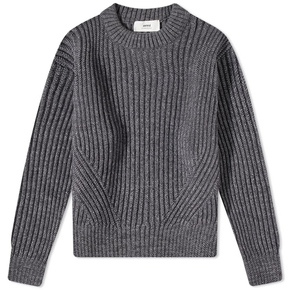

Джемпер AMI Crewneck Ribbed Sweater, Серый