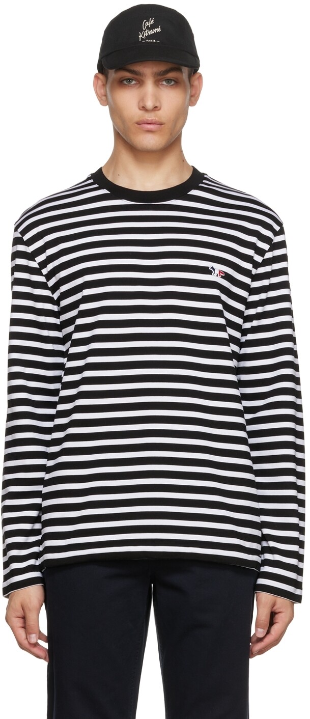 

Черная футболка с длинным рукавом Tricolor Fox Maison Kitsuné