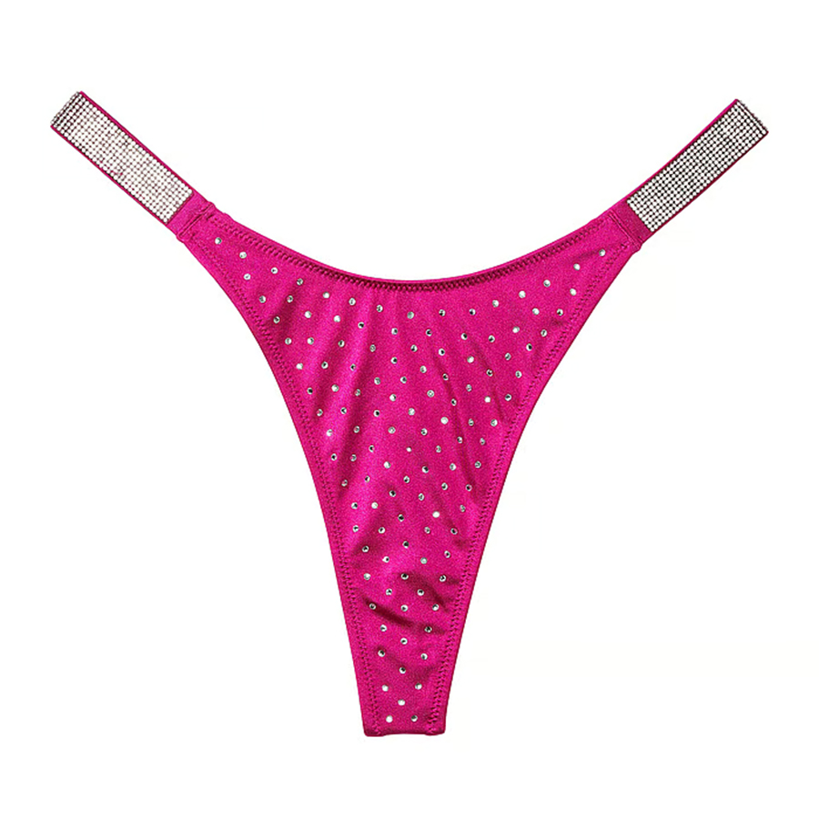 Плавки бикини Victoria's Secret Swim Shine Strap Thong, малиновый