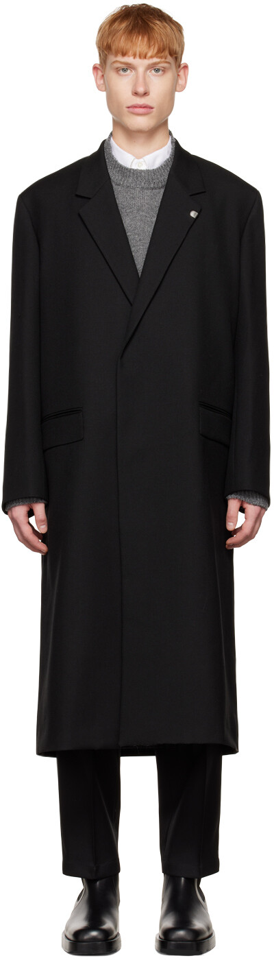 

Черное острое пальто Jil Sander, Черный